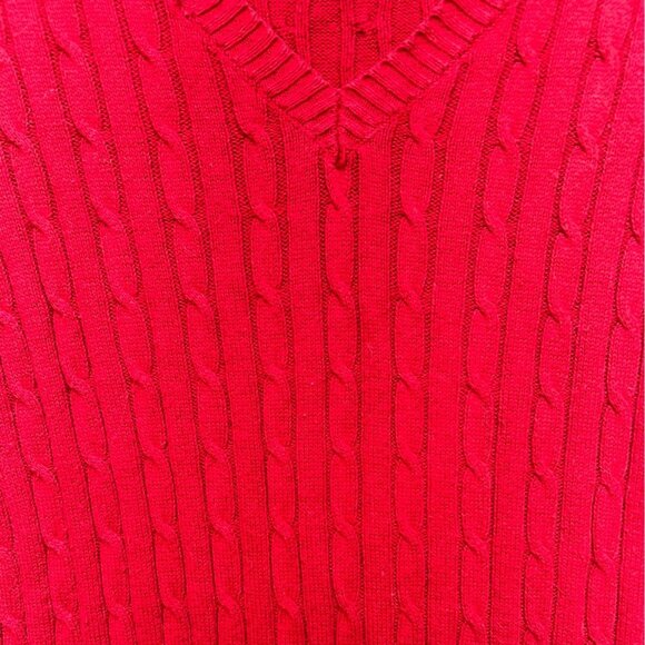 Croft & Barrow Womens V-Neck Sweater Medium Red Cable Knit Cozy Casual Pullover - Picture 8 of 13